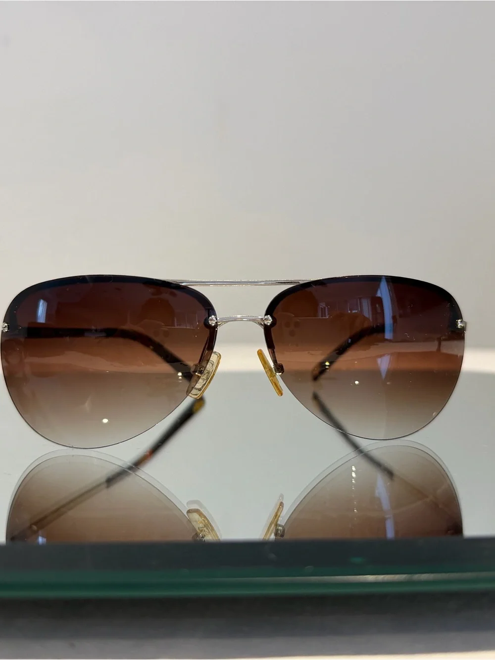 MICHAEL Michael Kors Silver Frame Sunglasses with Brown Gradient Lenses